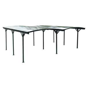 Carport avec extension 30m² aluminium anthracite et polycarbonate - Le Mans 5x6m - abri de voiture 505 x 600 x 239 cm