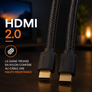 Câble HDMI ESSENTIELB 2.0/18Gbps 2M CROSS nylon