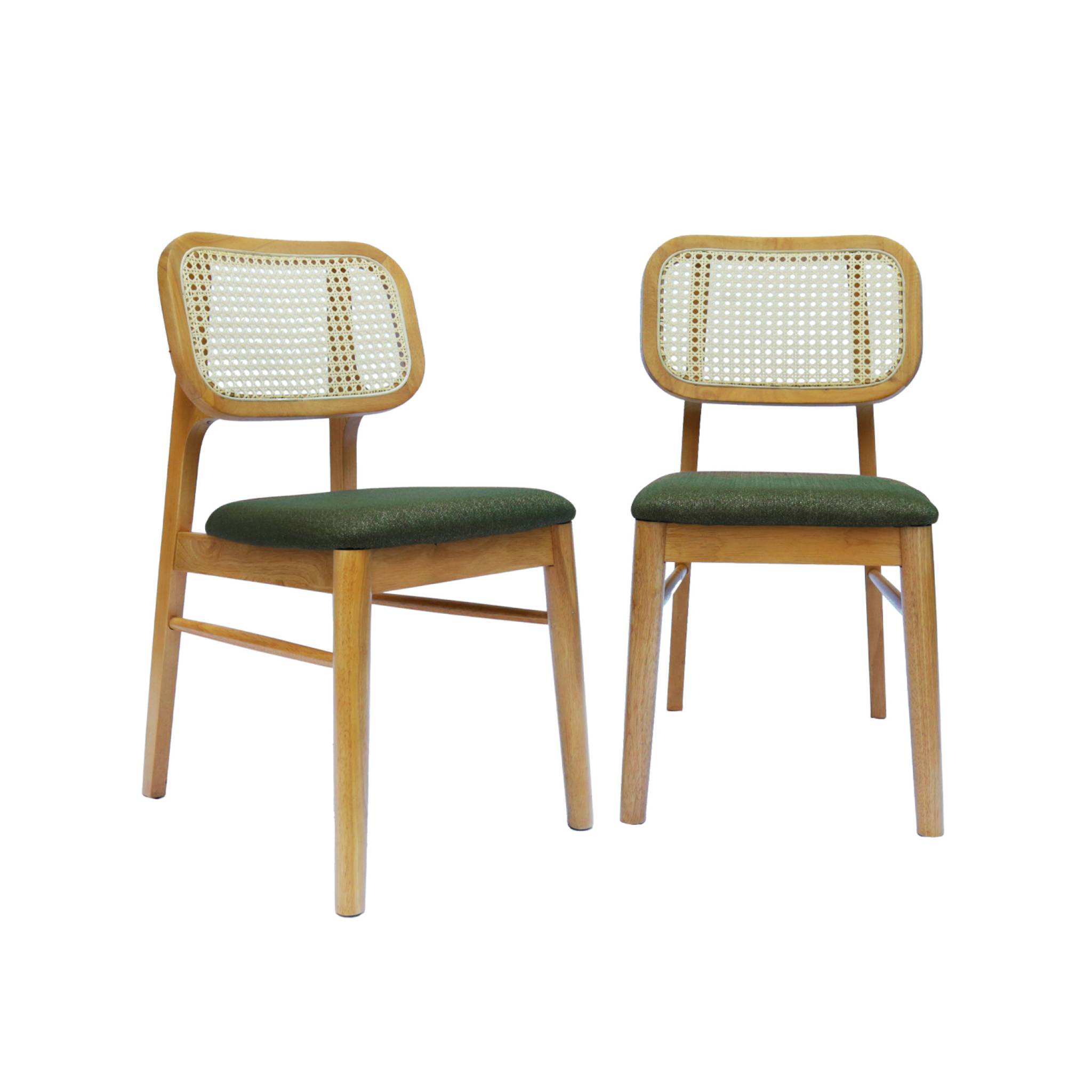 Chaise bohème bois d'hévéa et cannage (lot de 2) MANI