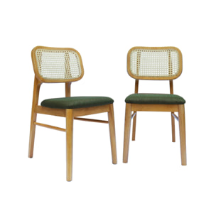 Chaise bohème bois d'hévéa et cannage (lot de 2) MANI