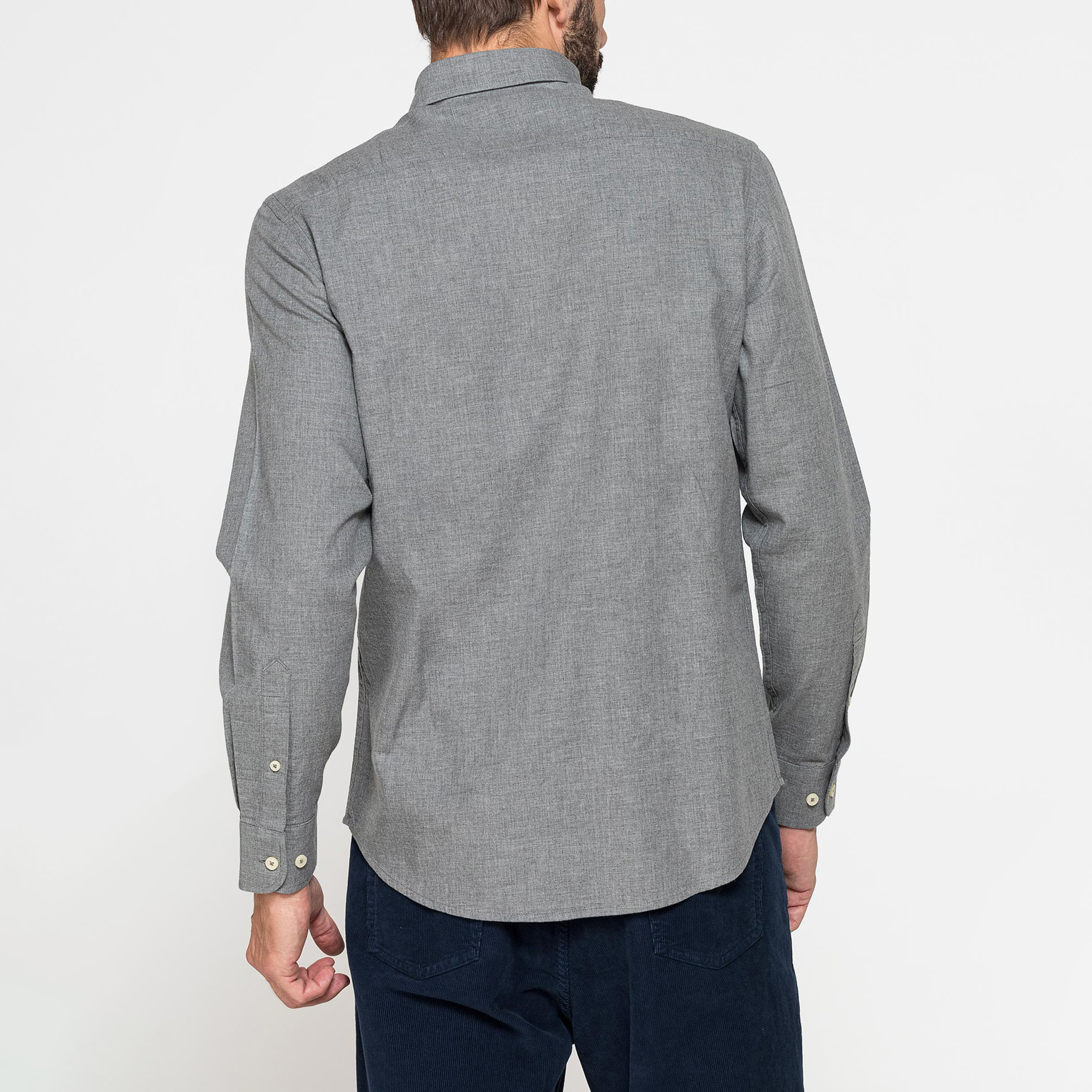 CAMICIA DI FLANELLA IN COLORI TINTA UNITA CON TASCHINO