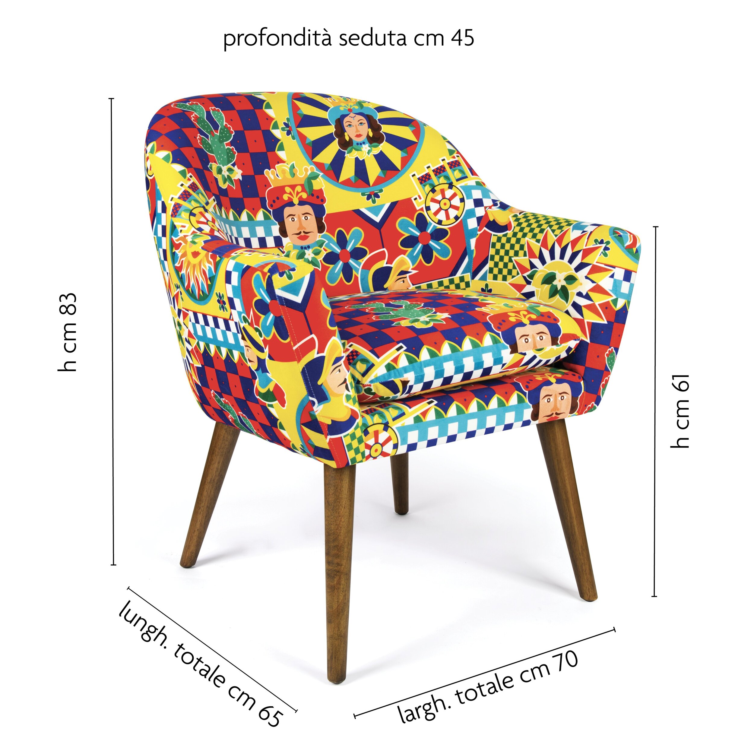Poltrona Excelsa Sicilian Rhapsody in poliestere e multistrato 70x65x83 cm multicolore