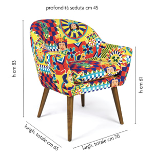 Poltrona Excelsa Sicilian Rhapsody in poliestere e multistrato 70x65x83 cm multicolore