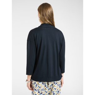 Elena Mirò - T-shirt relaxed fit aperta davanti - Blu