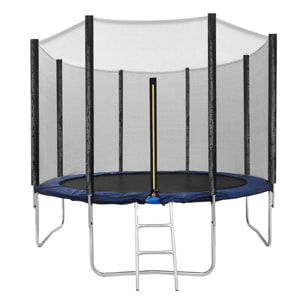 Trampolino Tappeto Jumper Elastico con Rete di Sicurezza, 6 Pali Imbottiti, Scaletta e Rivestimento sui Bordi, Ideale per Giardino, Diametro 305 cm