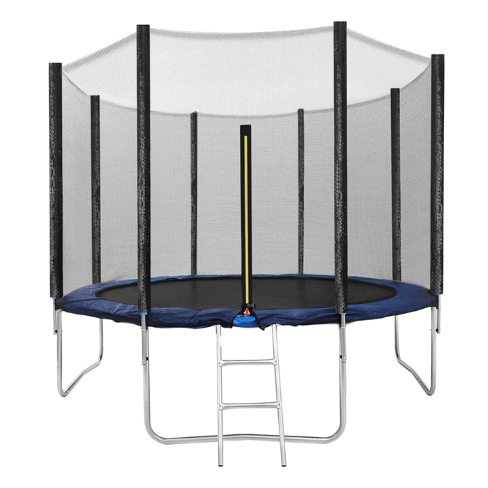 Trampolino Tappeto Jumper Elastico con Rete di Sicurezza, 6 Pali Imbottiti, Scaletta e Rivestimento sui Bordi, Ideale per Giardino, Diametro 305 cm