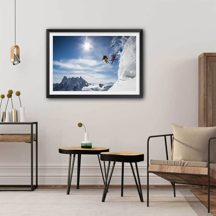 Affiche sport Jumping ski Affiche sous cadre noir