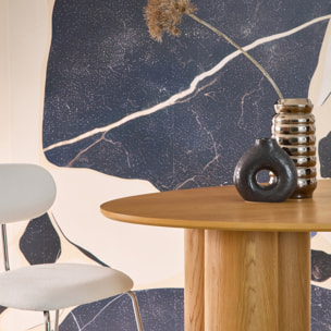 Table à manger ovale bois d'hévéa et placage chêne 8 places LEONORE