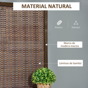 Biombo de 4 Piezas de Bambú Separador de Ambientes Plegable con 2 Estantes Extraíbles Divisor de Habitaciones Dormitorio 180x180 cm Marrón