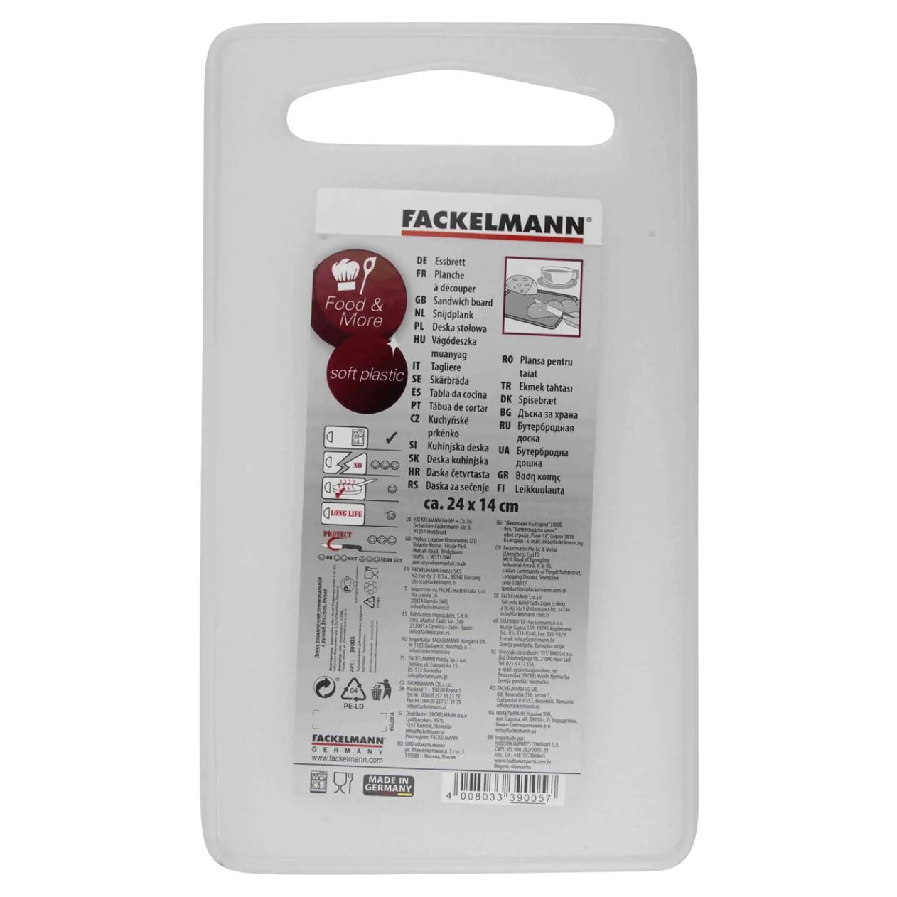 Planche à découper en plastique 24 x 14 cm Fackelmann