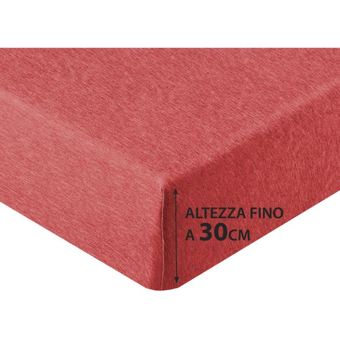 Lenzuolo Sotto Con Angoli In Jersey No Stiro In Tinta Unita Melange Colore Bordeaux