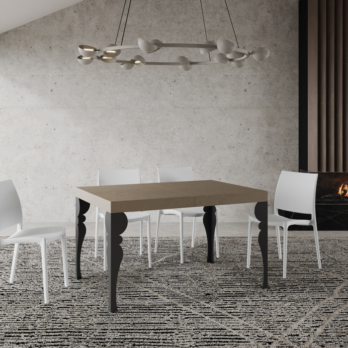 Table extensible 90x120/224 cm Paxon taupe pieds anthracite