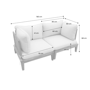 Banquette modulable de jardin bois d'acacia avec accoudoirs 2 places YONA