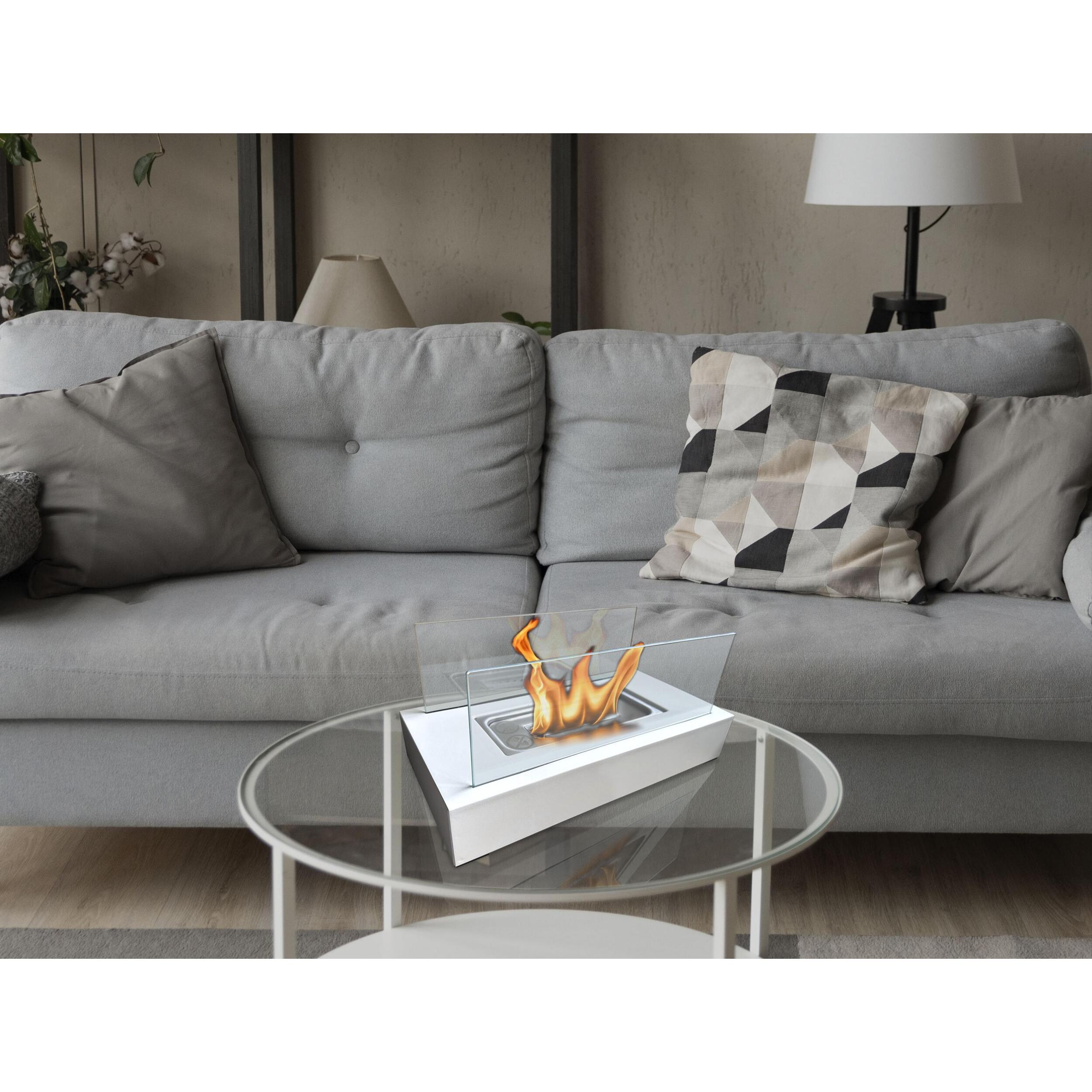 Chimenea de etanol de sobremesa con dos pantallas de cristal templado ALGEIROS W PURLINE 750 W