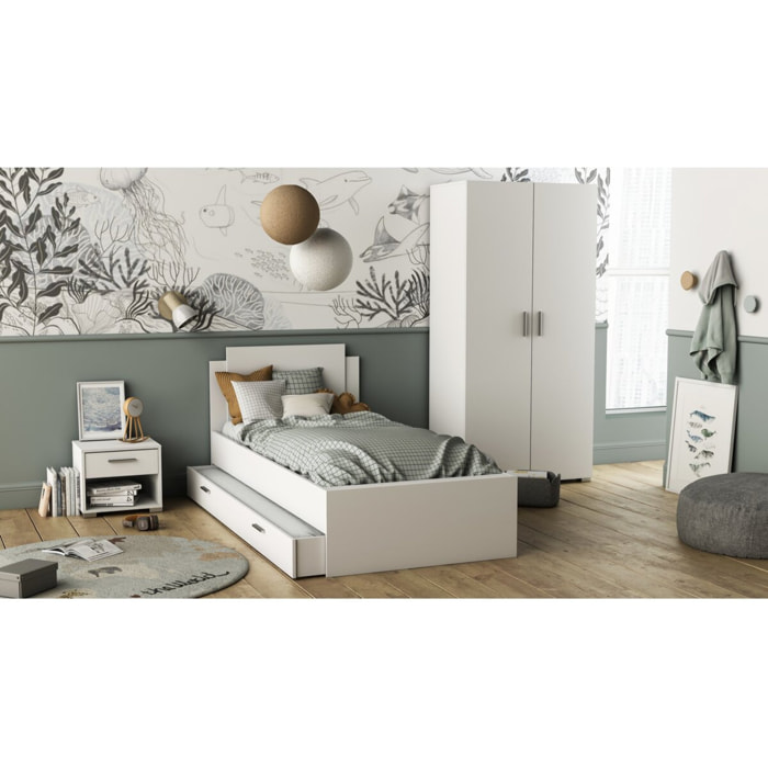 Lit enfant simple "Life" -  90 x 190/200 cm - Blanc
