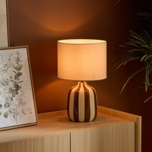 Lampe cylindrique Vilma H.41,5cm marron rayé