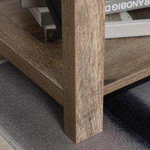 Mesa Auxiliar Retro Industrial con Estante Grano de Roble