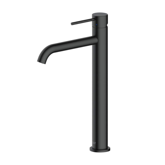 Aurum mitigeur lavabo haut inoxydable, à levier, sans vidage, noir mat SATBAUR285C avec une garantie de 5 ans