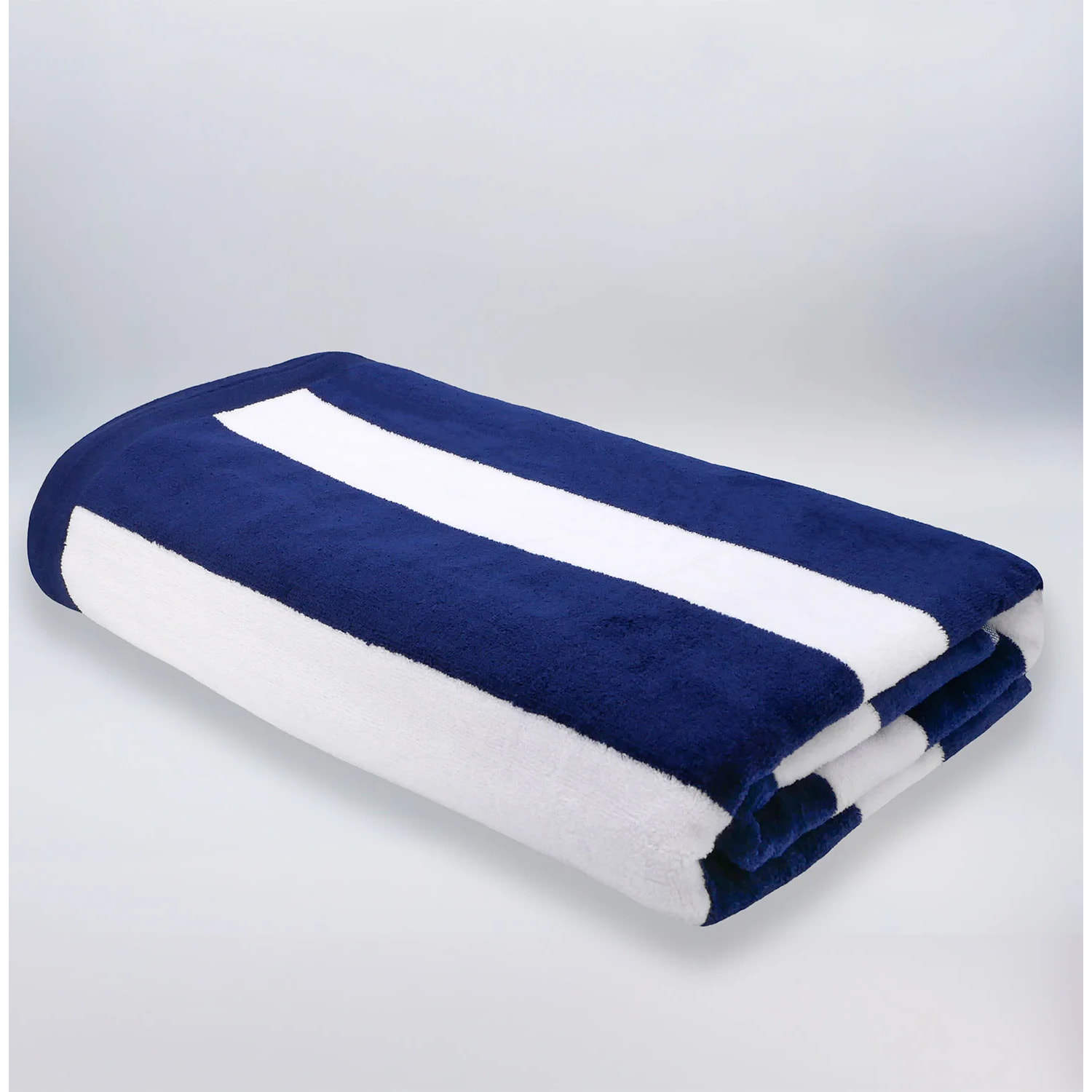 Serviette de plage éponge velours Jacquard Bleu 100x175 470g/m² - Bahia Bleu Marine