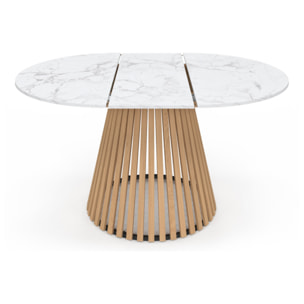 Table à manger ronde extensible Camélia Ø110-150cm effet marbre