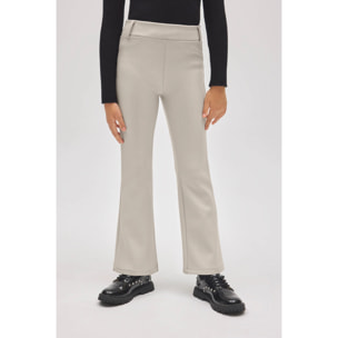 Pantaloni termici effetto pelle color avorio per bambine