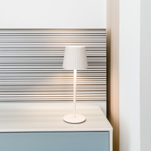 Well Home Lámpara de Mesa Blanca LED recargable con 24 luces blancas cálidas y 3 niveles de brillo Ø9x27,5cm