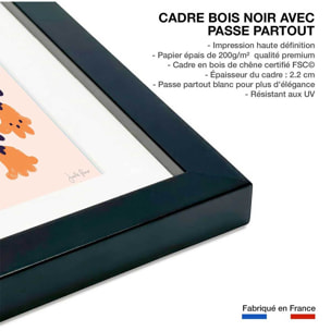 Poster julie fleurs Affiche sous cadre noir