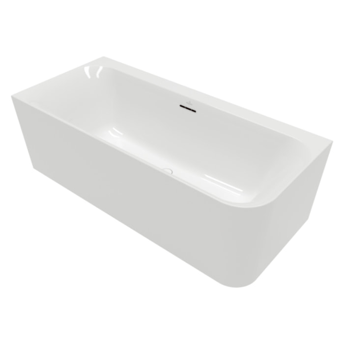 Baignoire semi-îlot d'angle VILLEROY & BOCH Loop & Friends version gauche avec bonde et trop-plein blanc