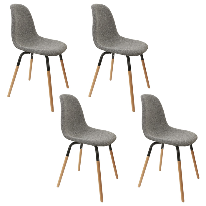 Chaise Scandinave Tissu Gris Chine Phenix - Lot De 4