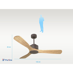 Ventilateur de plafond ø132 cm avec Wifi Réversible Hypersilence 40   W Chocolat