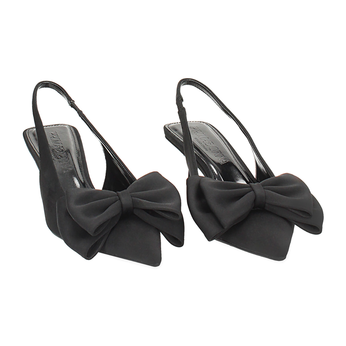 Décolleté slingback donna nere con fiocco, tacco 5,5 cm
