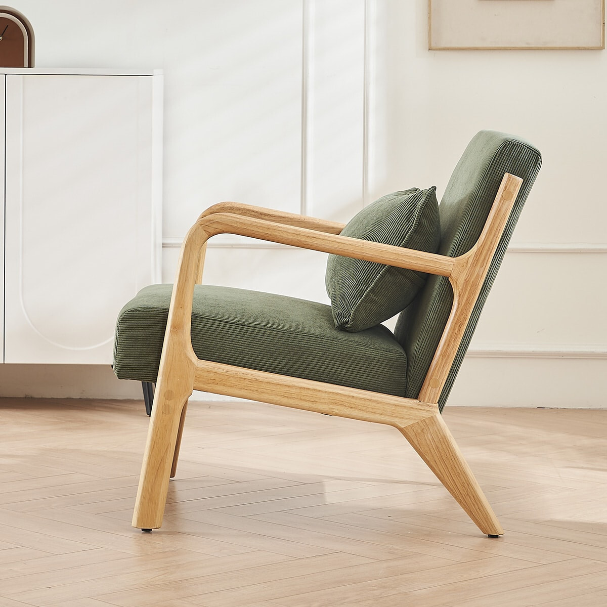 Fauteuil en bois et velours côtelé - LANNA