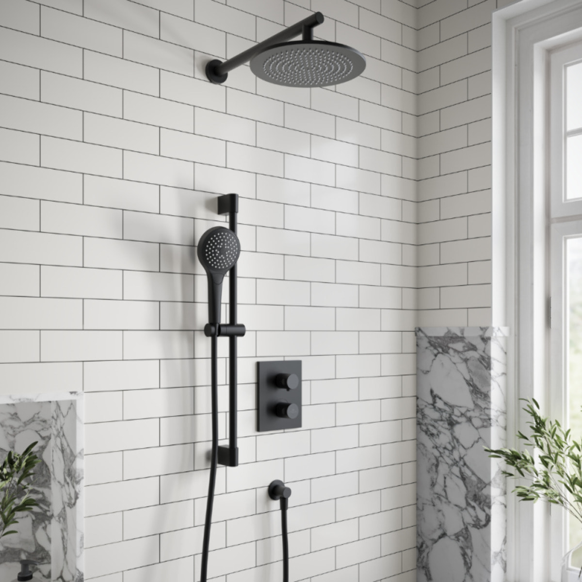 Douche de tête Universal ronde Noir mat