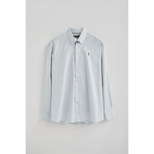 Camisa azul claro de rayas y corte regular con logo Rigby Go