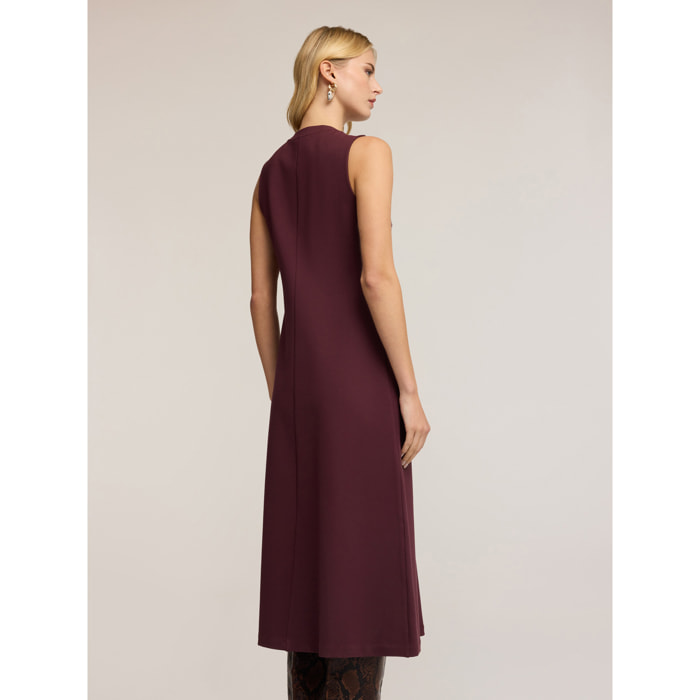Motivi - Vestido midi con pasador de metal - Burgundy