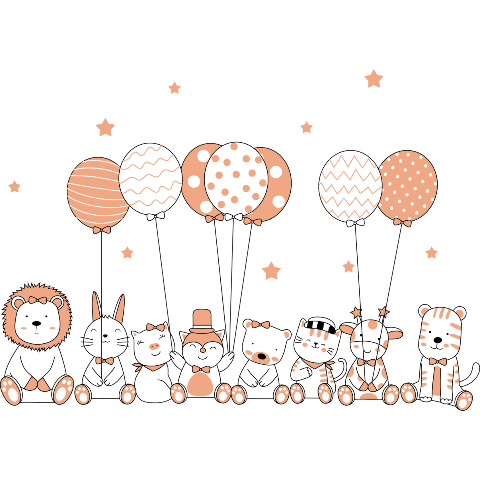 Stickers muraux | Sticker Mural Autocollant - ANIMAUX ACROBATES ET LES BALLONS FANTASTIQUES - Stickers adhésifs