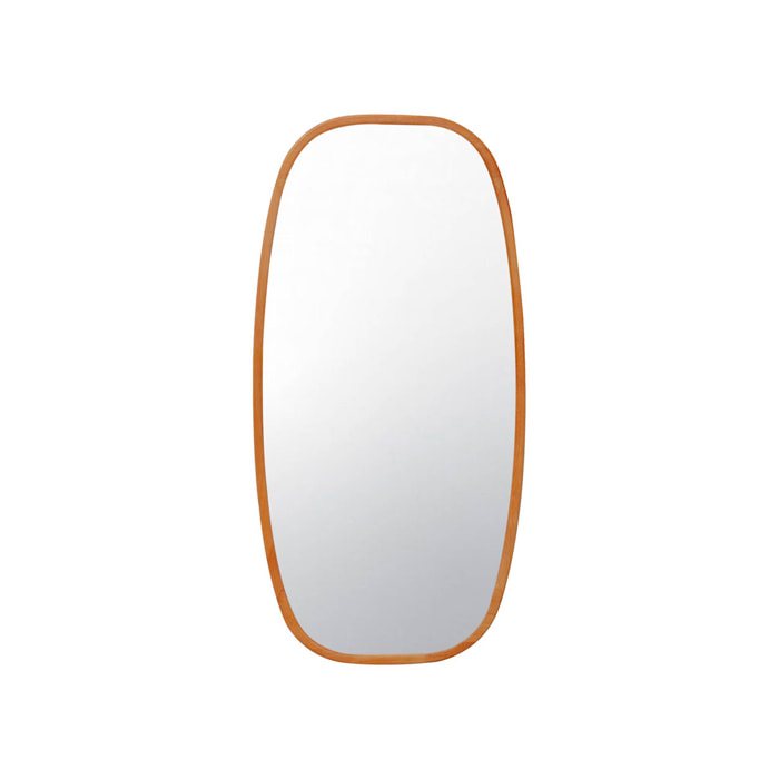 Miroir rectangulaire JAMIE en bois d'hévéa. bords arrondis. couleur bois clair. 80 cm