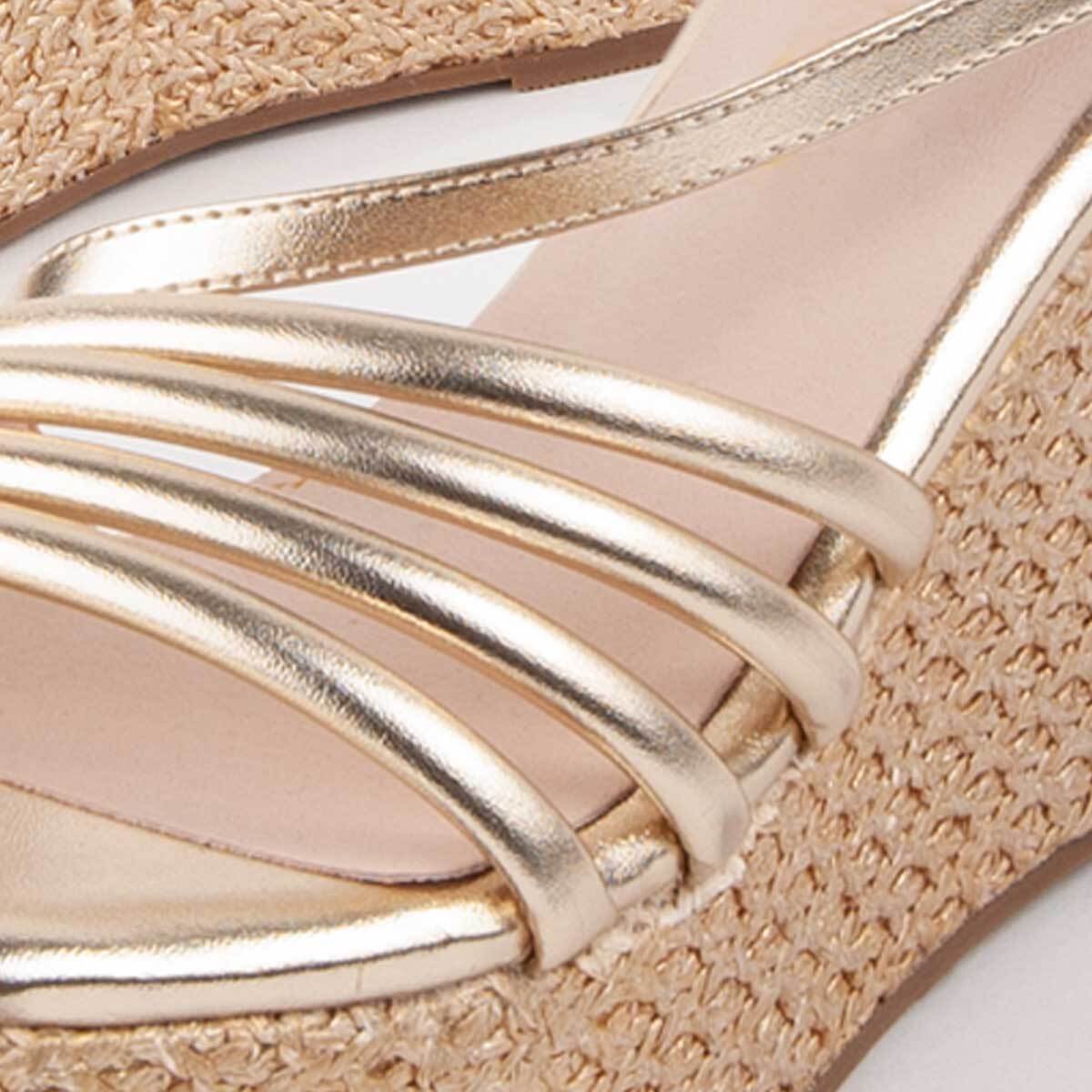 Sandalia De Cuña - Dorado - Altura: 10 Cm