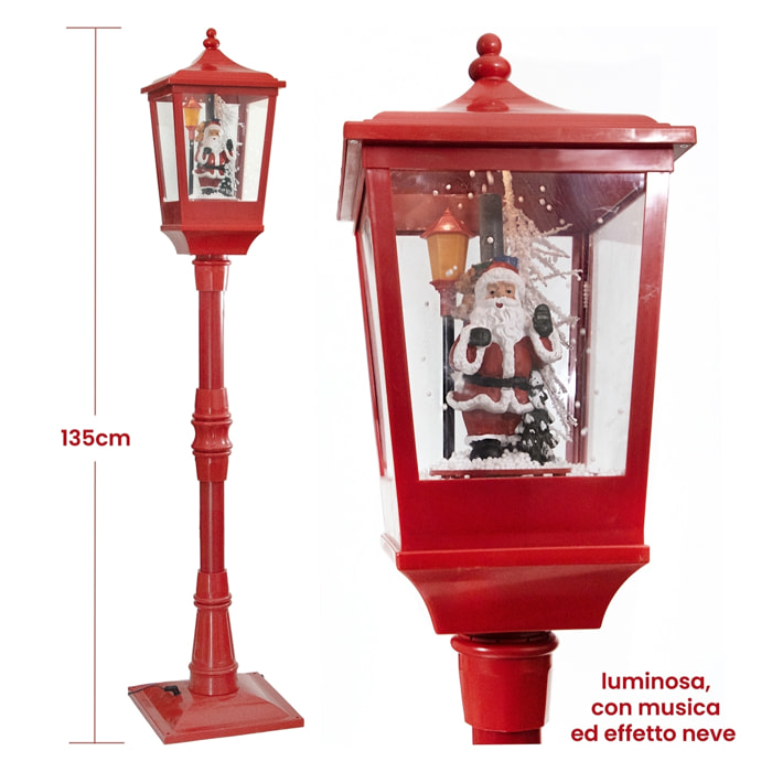 Lampione Luminoso Con Babbo Natale "Lux" Con Effetto Neve - Musica e Mod. Silenzioso - Misure: (135*26*26)Cm