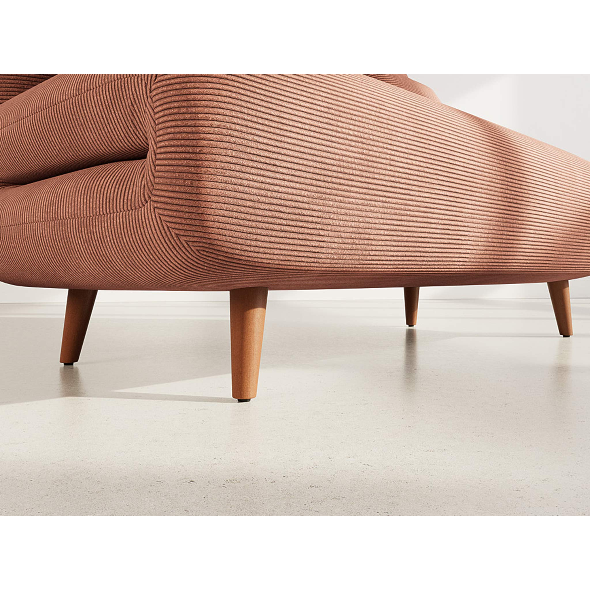 Lumi - Banquette convertible clic-clac 2 places en velours côtelé - Terracotta