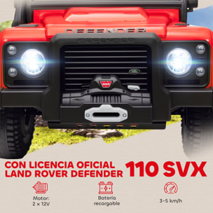 Coche Eléctrico para Niños con Licencia Land Rover 12V Coche de Batería para Niños con Control Remoto Sistema de Suspensión USB MP3 Velocidad Ajustable Faros Rojo