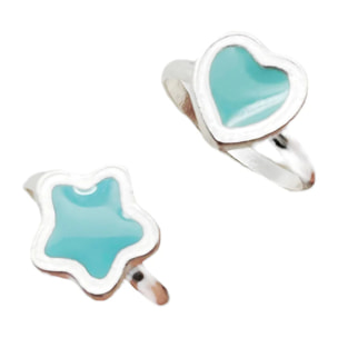 Pareja anillos Colors en plata 10µm y color azul celeeste