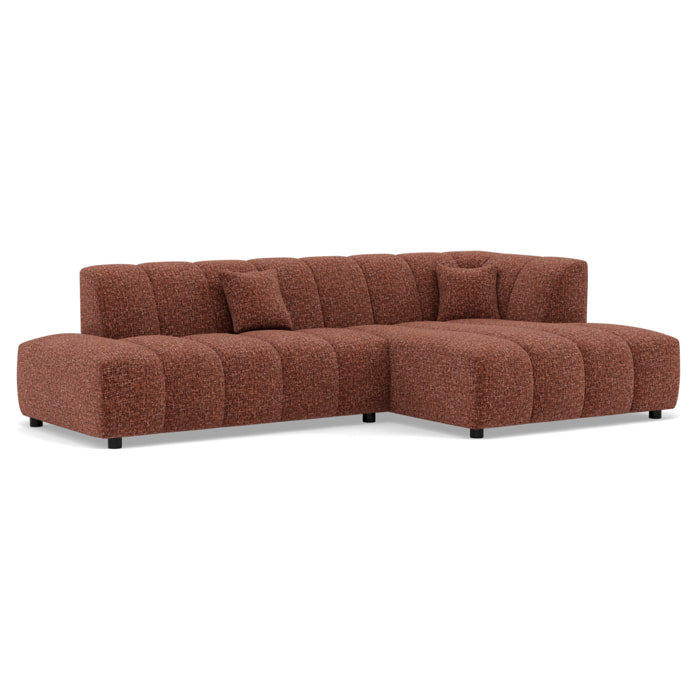 Curtis - canapé d'angle droit 4 places sans accoudoir en tissu texturé - Terracotta