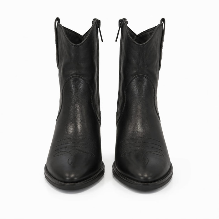 Texano basso in vera pelle - tacco 5 cm