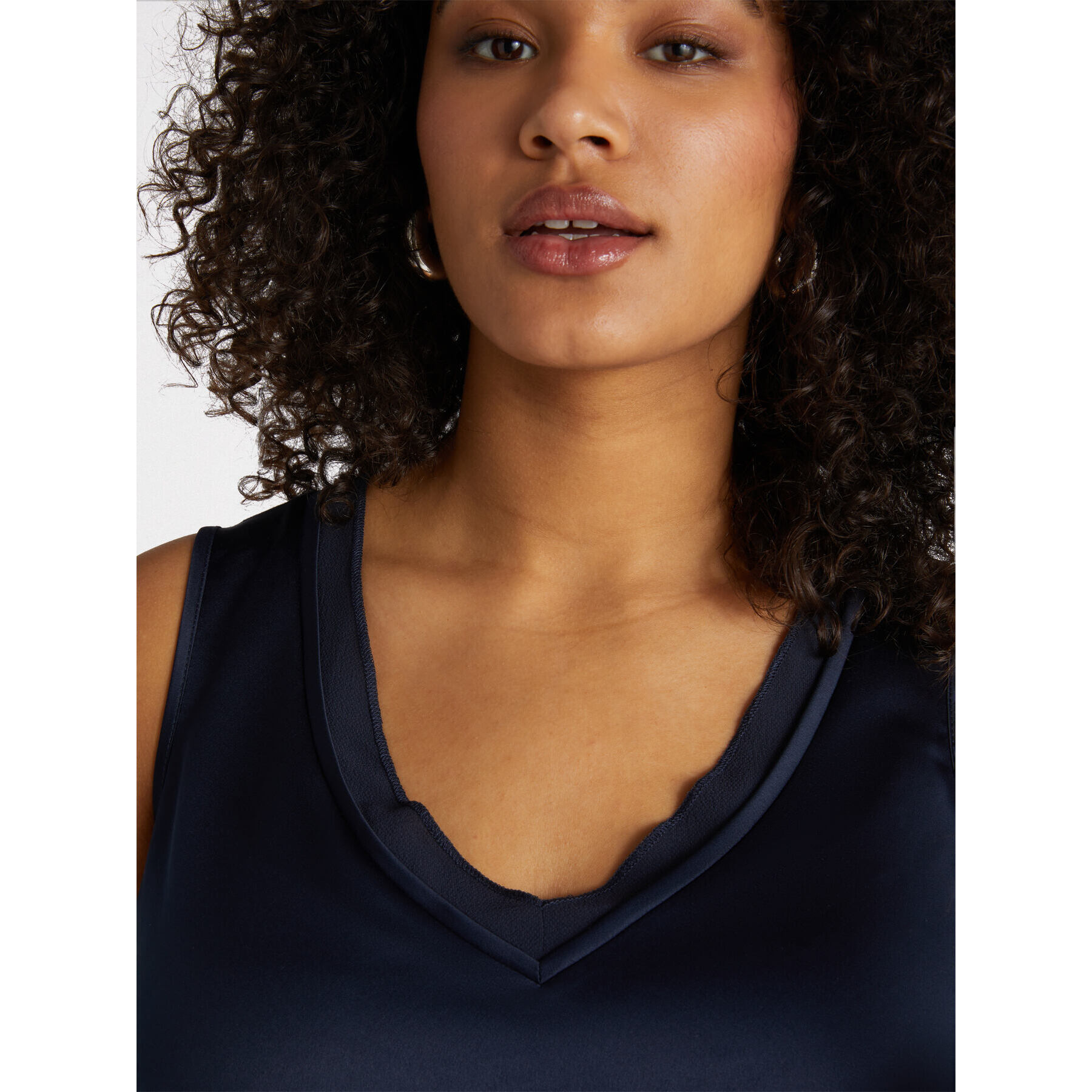 Fiorella Rubino - Top in due tessuti con scollo a V - Blu