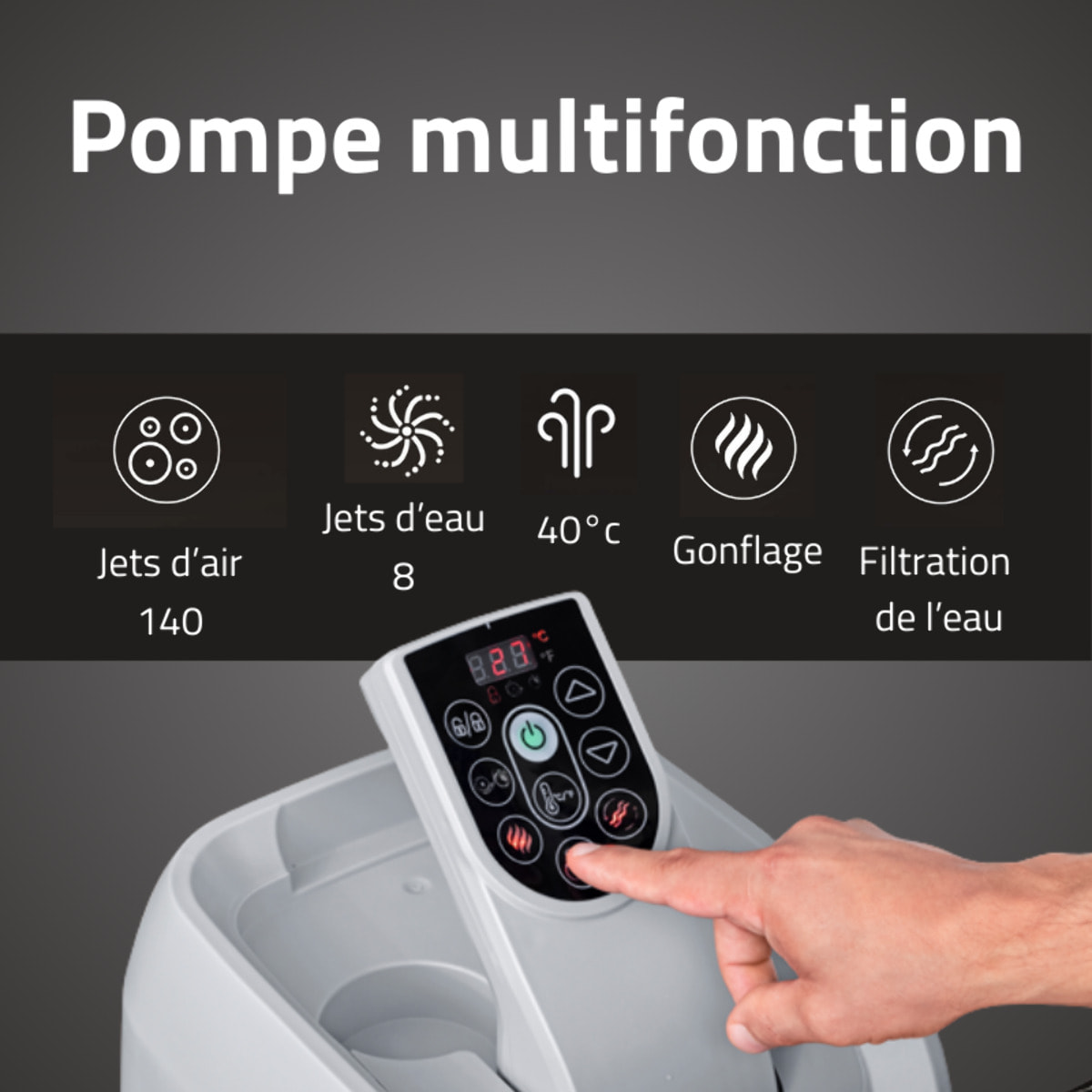 Bestway Spa gonflable carré Lay-Z-Spa Majorca HydroJet Pro 4-6 personnes