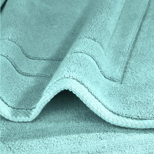 Tapis de bain pur coton 900 g/m² uni bleu Elea curacao