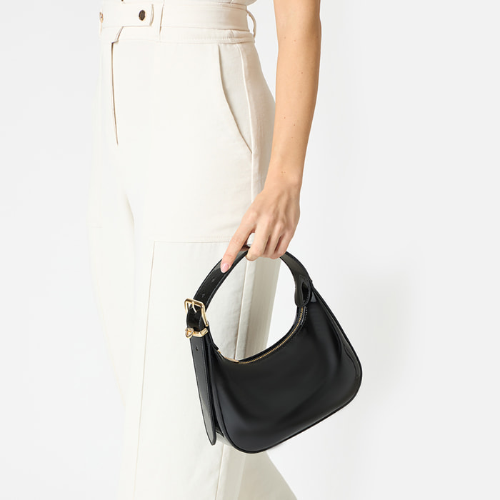 Mini bag donna nera in vernice