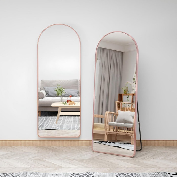 Specchio ad arco 50x160 cm da terra o parete con telaio oro rosa - Roanne