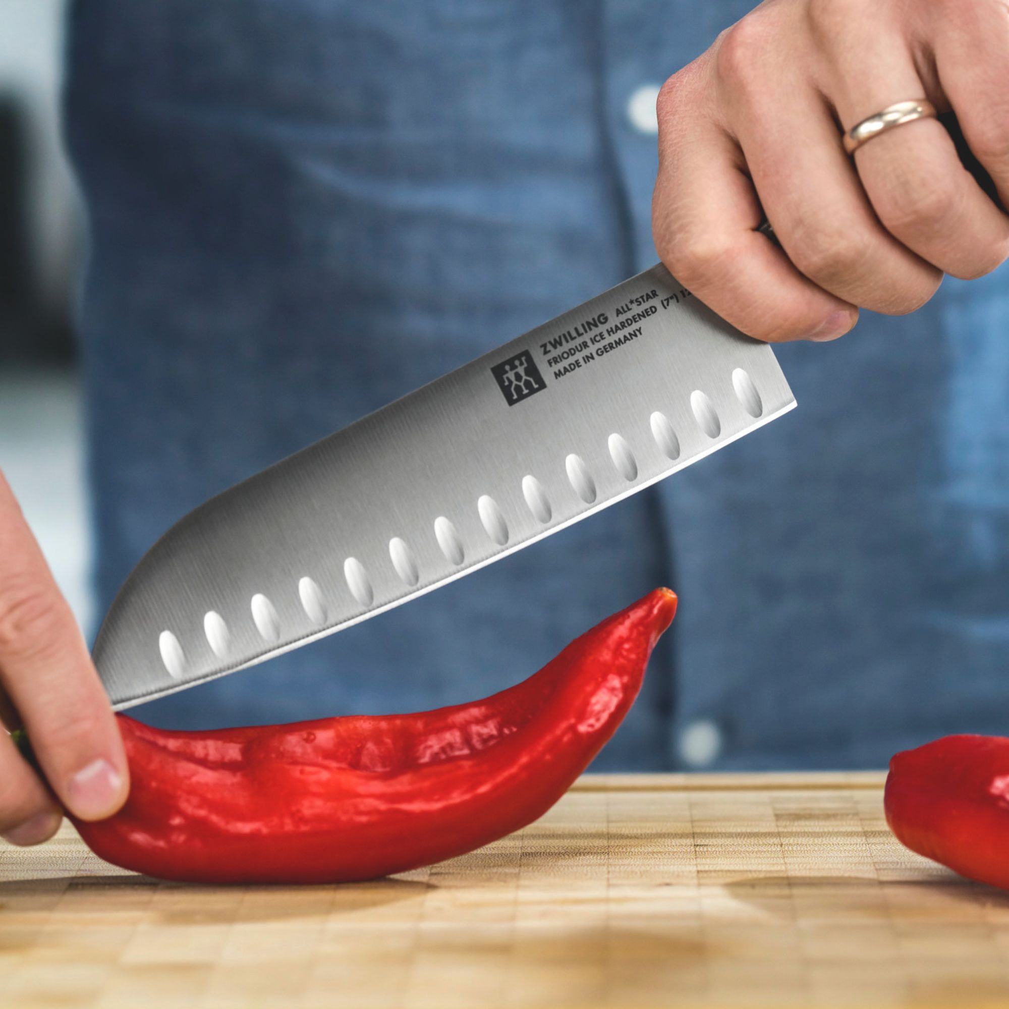 Santoku 18 cm, Argent